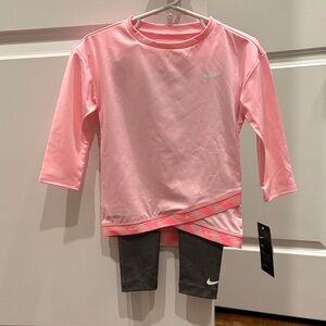 NWT Nike Kids Pink and Gray Leggings Set